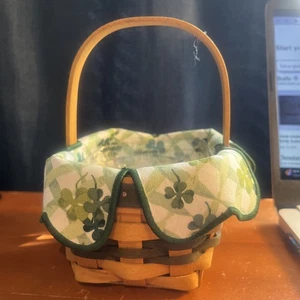 Longaberger 1998 St. Patrick’s Day Basket - Shamrock Liner - signiert - grün - Bild 1 von 8