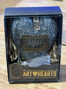 STUDIO by DEMDACO “Grateful Heart” ART HEART w/KEY Sculpted Metal HANG or STAND - Picture 1 of 5