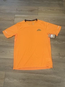 L Nike Trail Dri-Fit Solar Chase Running Tall Shirt Orange DV9305-885 Men - Picture 1 of 9