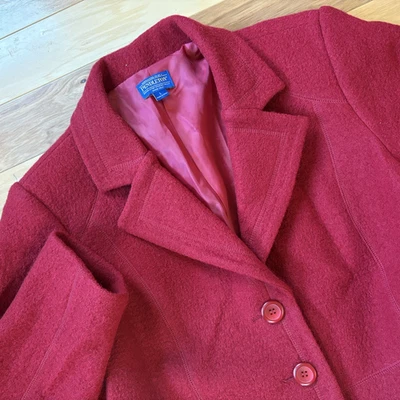 Abrigo Pendleton Mujer Talla L Rojo 100% Lana Merino Chaqueta Foto 1 de 4