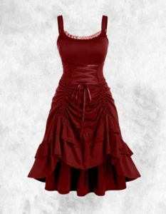 Nuevo Corsé Steampunk Rojo Gótico Ajustable Acanalado Frontal Vestido Talla 3XL 22 24 26 - Imagen 1 de 5