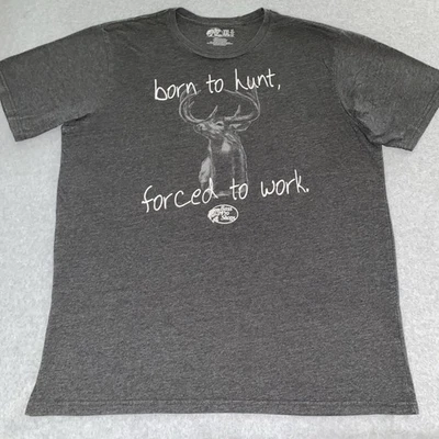 Camiseta Bass Pro Shops XXL Gris Nacido para Cazar Forzado a Trabajar Ciervo Buck Gráfico Foto 1 de 4