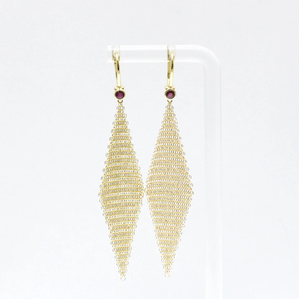 Tiffany Ruby Mesh Earrings Diamond Yellow Gold (18K) Drop Earrings Gold BF585897 - Image 1 of 1