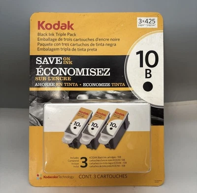 Paquete triple tinta negra Kodak 10B - 3 × 425 páginas NUEVO Foto 1 de 4