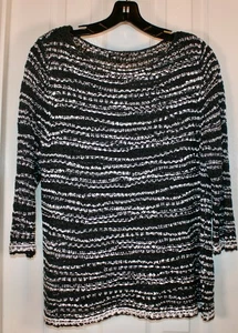 Cinta de algodón Eileen Fisher nubbly tejido suelto ondulado, pequeño grande, negro/blanco, nueva sin etiquetas - Imagen 1 de 3