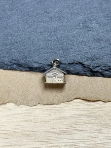 Vintage 925 Sterling Silber Haus Landhaus 3D Figural Charm Anhänger - Bild 1 von 4