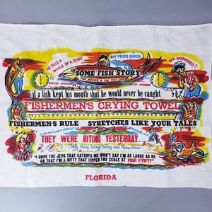 Fischer Weintuch Weinen Vintage Angeln Angler 50er Fischer Kunst - Bild 1 von 11