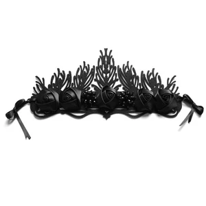 Halloween Crown Tiara Black Headbands Death Witch Headdress Headwear - Picture 1 of 8