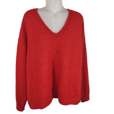 Женский пуловер Lucky Brand свитер красный с V-образным вырезом шерстяная смесь средний размер трикотаж - Изображение 1 из 4