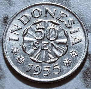 1959 Indonesien 50 Sen Münze Kostenloser Versand BIN289 - Bild 1 von 2
