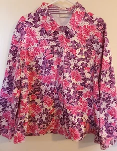 Draper's and Damon’s Jacket Pink Purple Floral Print Button Front Top Sz 3X 22 - Picture 1 of 4