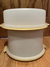 Set/2 Vintage Tupperware Harvest Gold Cake Pie Keeper Carrier w/Lids