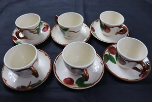 Lot Of 12 pieces Franciscan Apple Six Coffee Tea Cups And Six Saucers - Picture 1 of 6