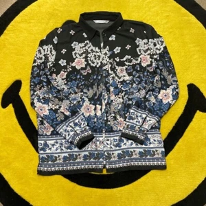 ZYONHIN Size L Butterfly Garden Pattern Sheer Shirt - Picture 1 of 8