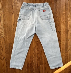 Vintage Dickies Denim Carpenter Workwear Pants Mens 34x32 Distressed Y2K 90s - Picture 1 of 6