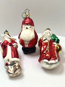 Vintage LOT Santas Christmas Ornaments Hand Blown Glass Sign West Germany - Picture 1 of 3