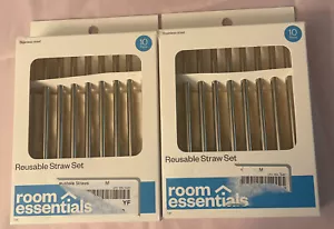 Room Essentials Reusable Staw Set, cocktail straws in Stainless Steel 16 Straws - Picture 1 of 1