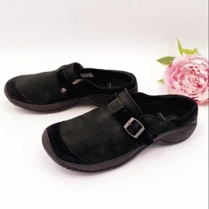 Merrell Encore Shoe Women's 10 Black Nubuck Leather Buckle Mule Performance - Picture 1 of 22