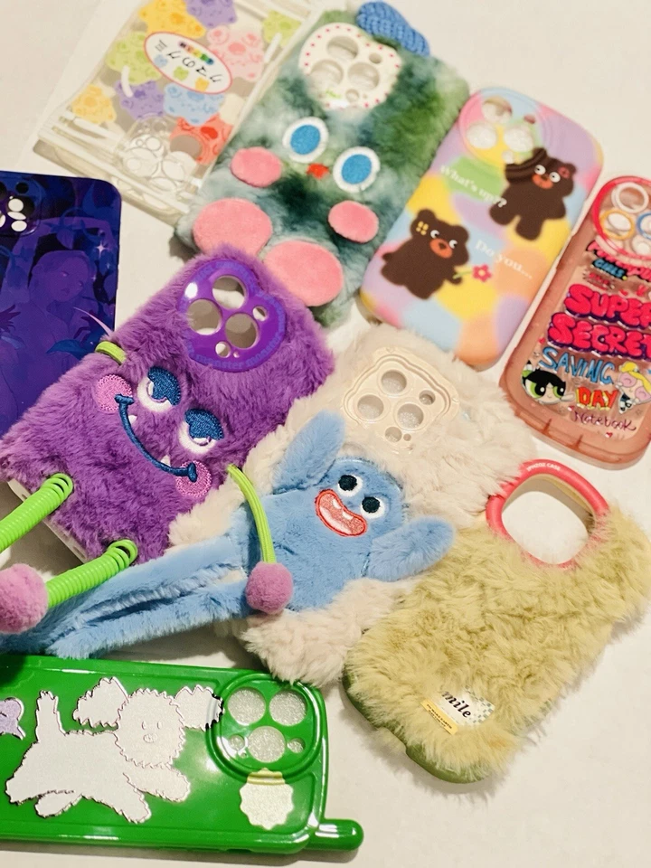 Cute Colorful Plush Phone Cases for iPhone 13pro And iPhone12- Unique Pieces - Image 1 of 4