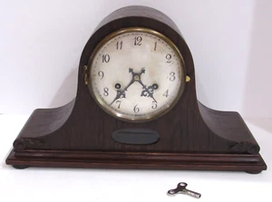Antiguo reloj de sobremesa Junghans alemán 8 días, hora/huelga, llave de cuerda - Imagen 1 de 11