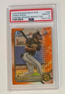 2022 Bowman Mega Box JAMES WOOD Chrome Orange Refractor /25 PSA 10 GEM MINT - Picture 1 of 2