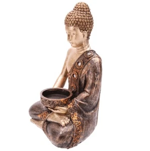 Figura de Buda tailandés con luz de té oro soporte de luces de té Buda 18 cm taibuddha - Imagen 1 de 4