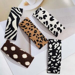 Women Stripe Leopard Hair Clip Cow Printed BB Clip Fabric Hair Accessories