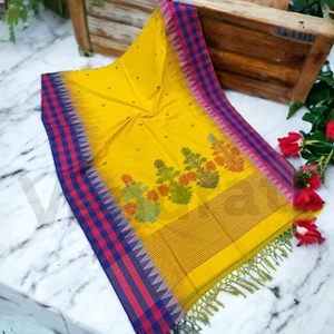 Cotton Katki Baha Jamdani Saree Handwoven Cotton Khadi jamdani Saree - Picture 1 of 7