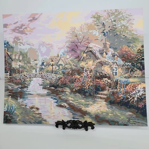 Thomas Kinkade Lamplight Bridge Paint By Number Finished Painting 20 by 16 - Picture 1 of 20