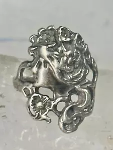 Anillo facial Art Deco floral banda de flores talla 8 plata esterlina meñique mujeres niñas - Imagen 1 de 11