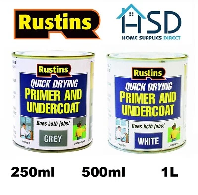 Rustins Primer & Undercoat Wood MDF White/Grey Quick Dry Under Coat Paint Base - Image 1 of 3