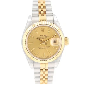 Rolex Ladies Watch Datejust 69173 26mm Champagne Index Dial Fluted Bezel Jubilee - Picture 1 of 8