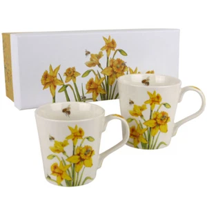 Juego de 2 tazas The Leonardo colección abeja narcisos diseño floral caja de regalo - Imagen 1 de 6