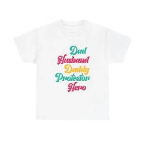 Dad Husband Daddy Protector Hero Unisex Heavy Cotton Tee - Picture 1 of 21