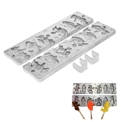 VINTAGE USSR CAST ALUMINUM CANDY LOLLIPOP FORM 2 PIECE FISH BEAR SQUIRREL - Image 1 of 4