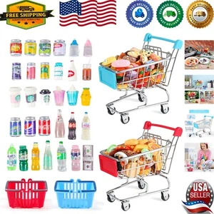134-Piece Mini Shopping Cart Set for Kids – Supermarket Play & Imaginative Fun - Picture 1 of 9