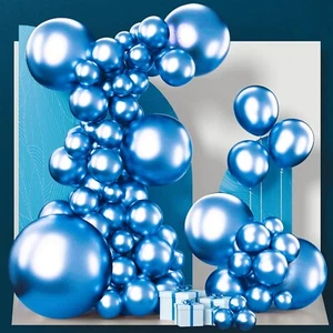 Partywoo 100 Pcs Metallic Blue Latex Balloons for Celebrations and Events - Picture 1 of 4