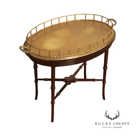 Regency Style Mahogany Brass Butler's Tray Table Cover