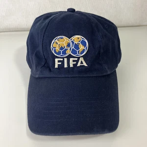 Vintage 90s FIFA Hat Cap Adjustable Strapback Beech Field Football Soccer Blue - Picture 1 of 11