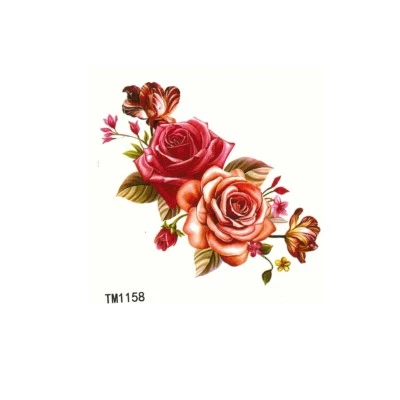 JUSTFOX Tatuaggio temporaneo rosa fiore amore body art temporanea tatuaggio adesivo