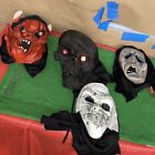 Halloween Vintage Mask Lot Of 4. Topstone, Easter Unlimited. One Lights. Used.