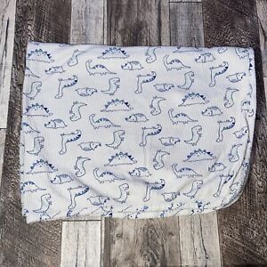 Just Born Baby Blanket Dinosaurs Grey Blue Thermal Waffle Cotton Security Lovey