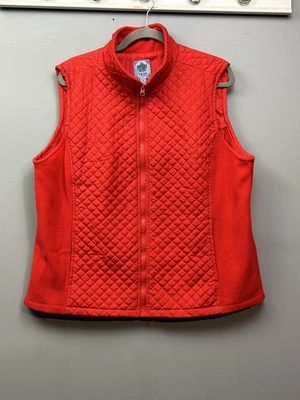 IZOD Vest Womens 1X Red Quilted Full Zip Sleeveless Fleece Lined Outdoor Layer - Image 1 of 4