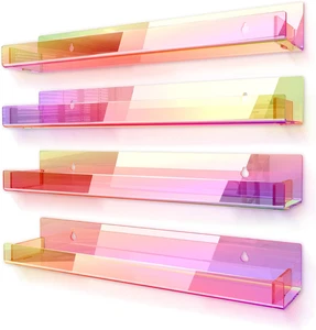 4 Stück 15 Zoll irisierende Acryl Regale, klare Regenbogen Schweberegale für Wa - Bild 1 von 12