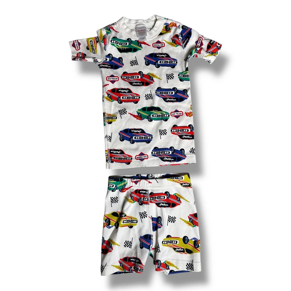 Pijama Hanna Andersson Boy’s Hot Rod Cars Vehicles conjunto de 2 peças tamanho 5 shorts - Imagem 1 de 4
