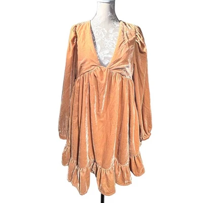 Vestido Free People Babydoll Rubor Terciopelo Volantes Foto 1 de 4