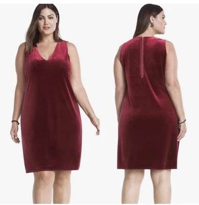 Vestido recto de terciopelo WHITE HOUSE BLACK MARKET 18W vacaciones Navidad cuello en V WHBM Foto 1 de 4