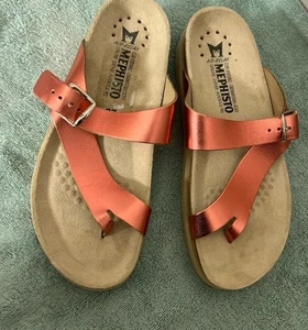 NUEVAS Sandalias Mujer Mephisto Helen Cuero Oro Rosa Talla 37-7 - Imagen 1 de 10