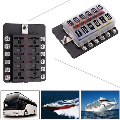 12 Way LED Circuit Standard ATO ATC Blade Fuse Box Block Holder Auto Car Boat - Image 1 of 4