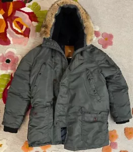 Parka uomo uomo con cappuccio in pile dorato in pelliccia d'oro XL - Foto 1 di 24